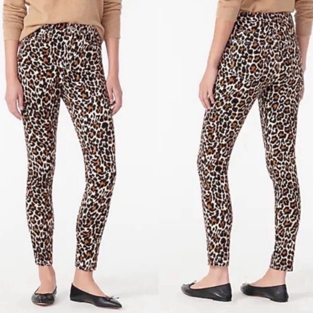 NWT J.Crew Highest Rise 10" Toothpick Leopard Corduroy Pants. Size 27.